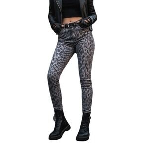 L'AGENCE Margot Skinny Jeans Womens 25 Grey Leopard Print